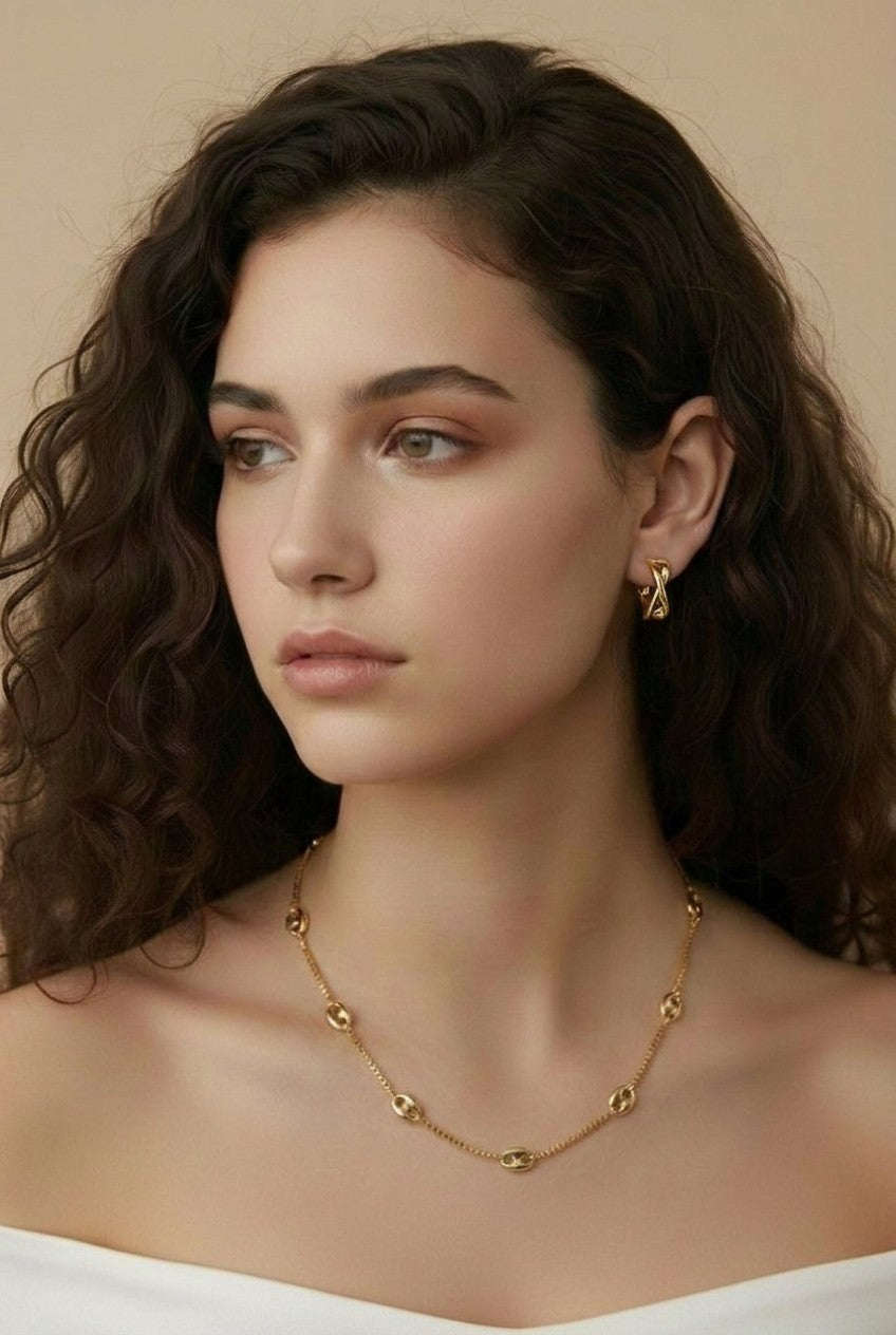 18k Gold Filled X Clicker Hoop Earrings | Distinctive Everyday Elegance