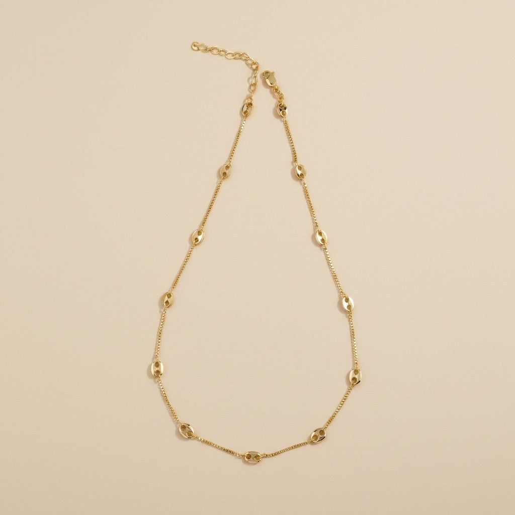 18k Gold Filled Fancy Box Chain Necklace | Sophisticated Dimensional Texture
