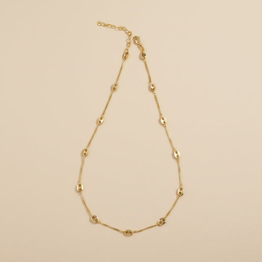 18k Gold Filled Fancy Box Chain Necklace | Sophisticated Dimensional Texture