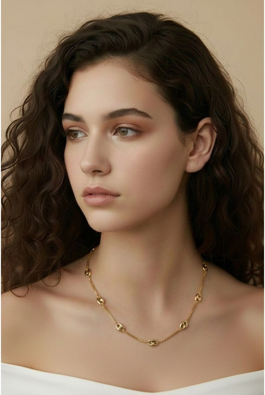 18k Gold Filled Fancy Box Chain Necklace | Sophisticated Dimensional Texture