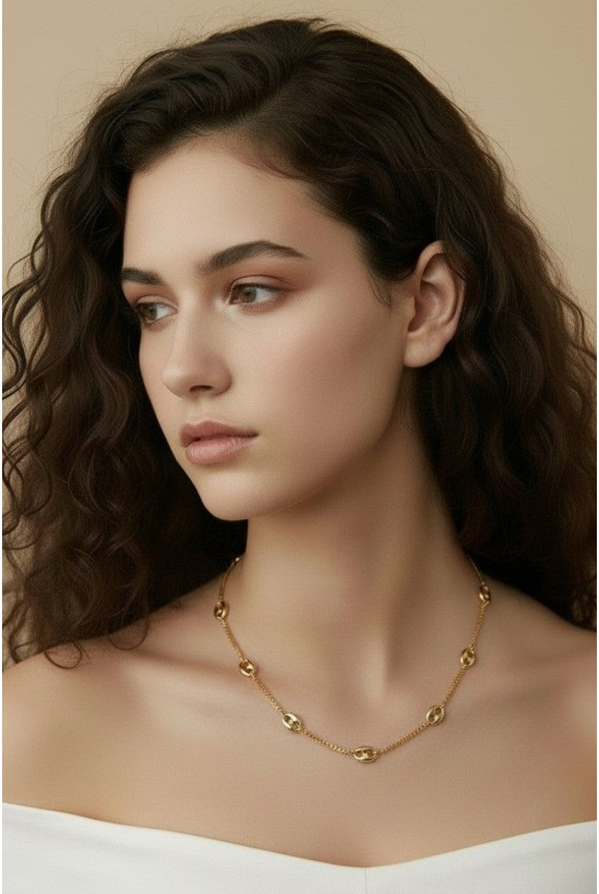 18k Gold Filled Fancy Box Chain Necklace | Sophisticated Dimensional Texture