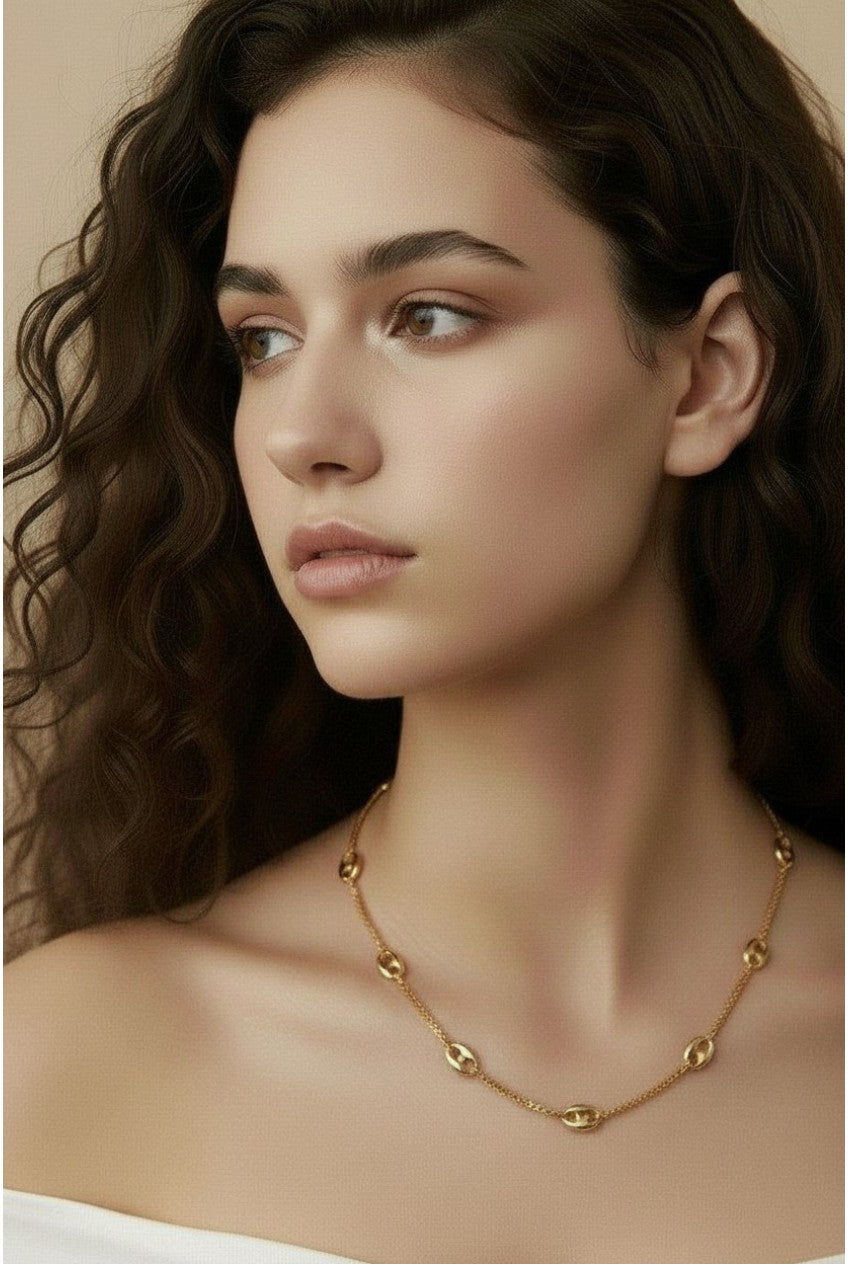 18k Gold Filled Fancy Box Chain Necklace | Sophisticated Dimensional Texture