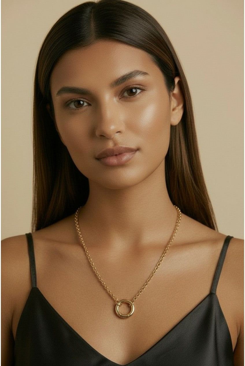 18k Gold Filled Rolo Chain Necklace with Carabiner Clasp | Layer & Personalize