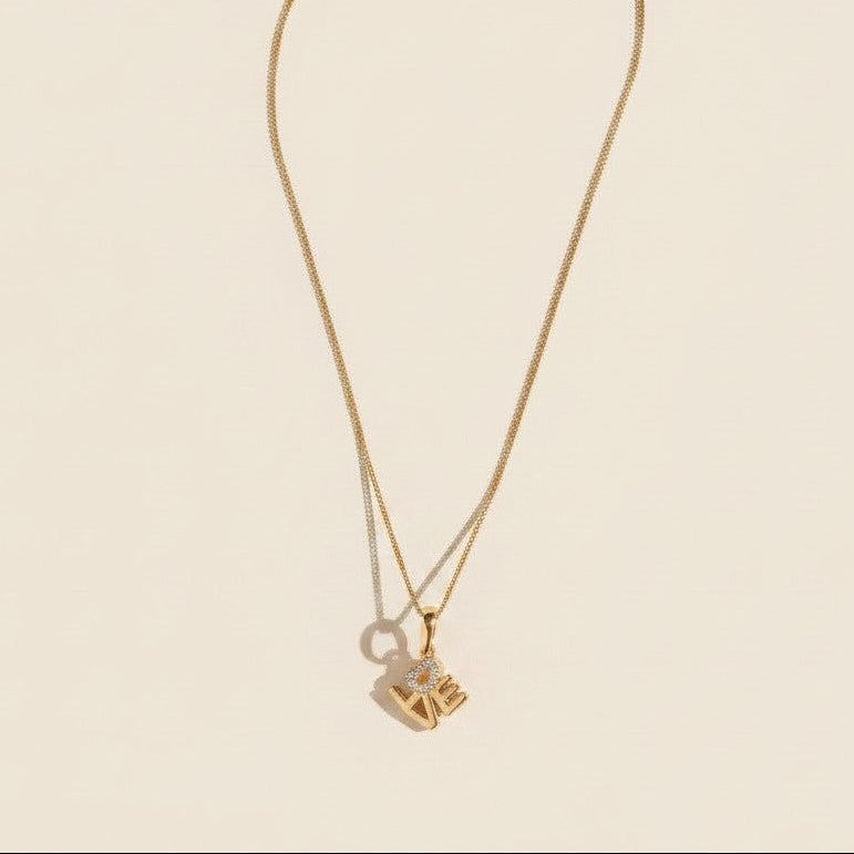 💛 18k Gold Filled Love Letter Stack Necklace — Four Letters. One Word. Worn at the Collarbone.