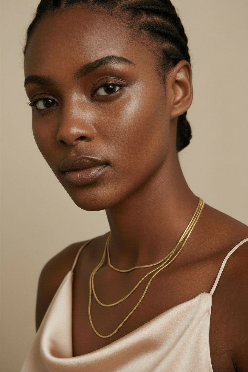 ✨ 18k Gold Filled Snake Chain Necklace — Fluid. Rounded. The Smoothest Chain at the Neckline