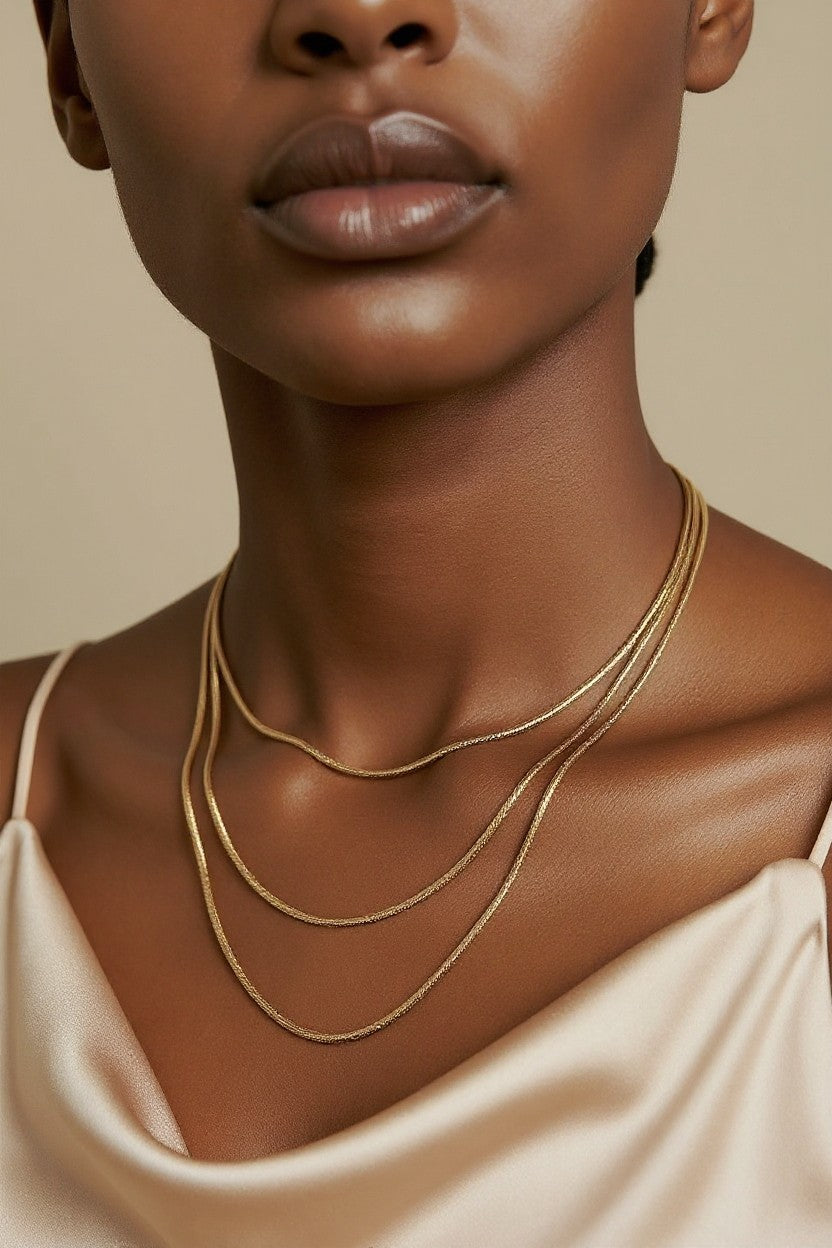 ✨ 18k Gold Filled Snake Chain Necklace — Fluid. Rounded. The Smoothest Chain at the Neckline