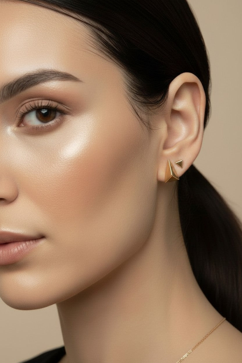 ✨ 18k Gold Filled Elongated Triangle Stud Earrings — The Sharpest Silhouette. The Most Architectural Stud.