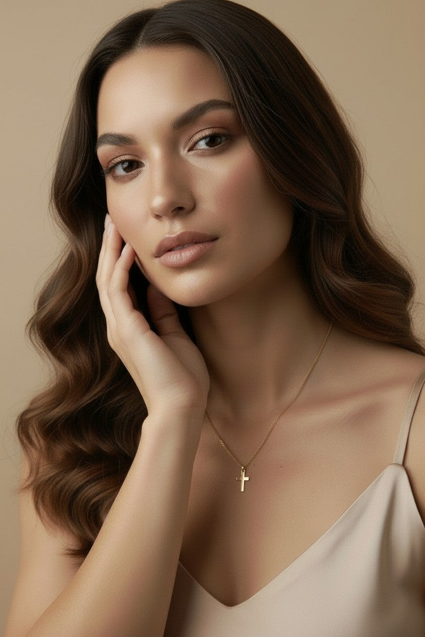 ✝️ 18k Gold Filled Mini Polished Cross Pendant — Faith in Its Most Essential Form.