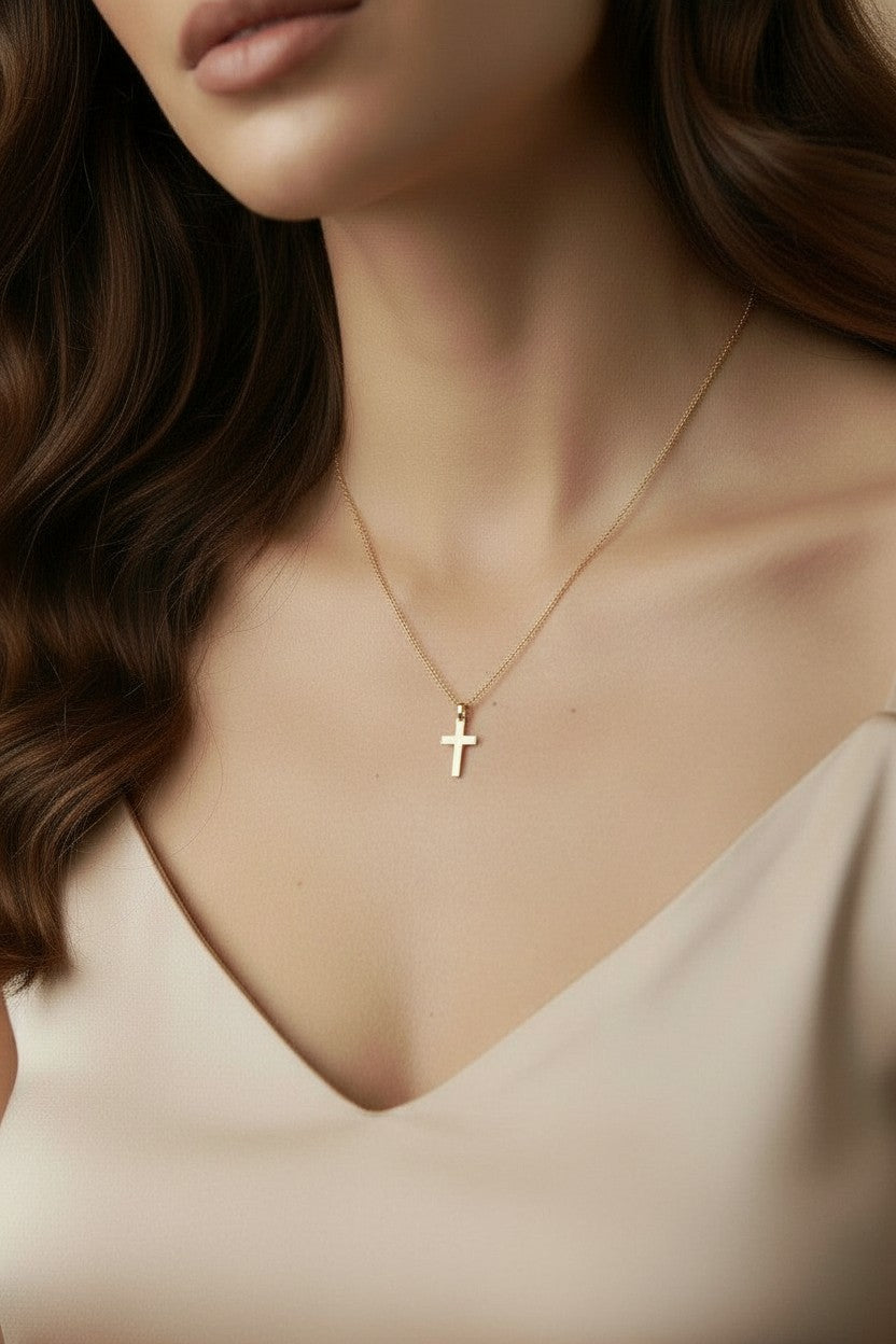 ✝️ 18k Gold Filled Mini Polished Cross Pendant — Faith in Its Most Essential Form.
