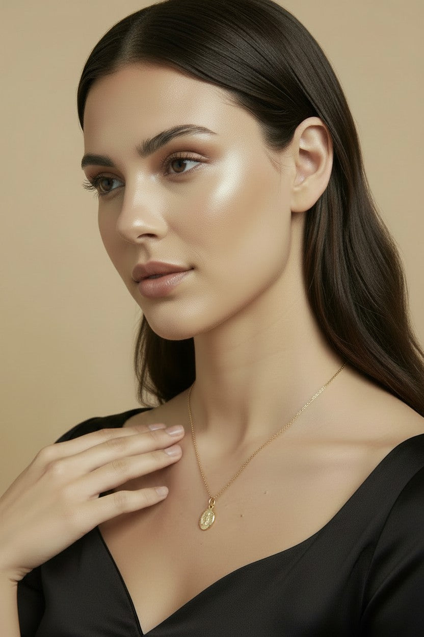 🙏 18k Gold Filled Mini Lady of Grace Double-Sided Medal Pendant — Two Sides of Devotion. One Intimate Pendant.