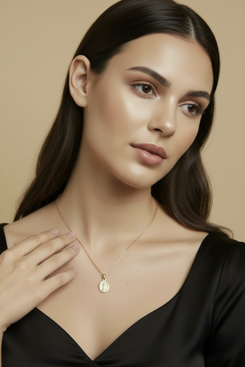 🙏 18k Gold Filled Mini Lady of Grace Double-Sided Medal Pendant — Two Sides of Devotion. One Intimate Pendant.