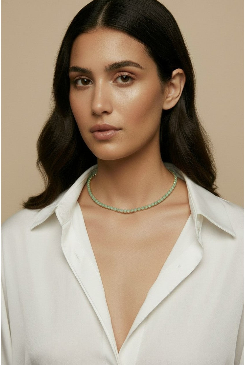 18k Gold Filled 3mm Mint Cubic Zirconia Necklace