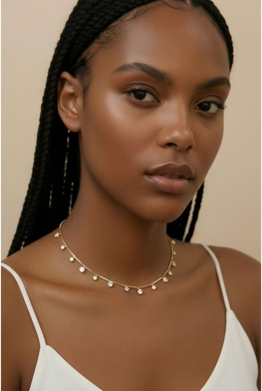18k Gold Filled Sparkly CZ Choker Necklace | Exclusive Design