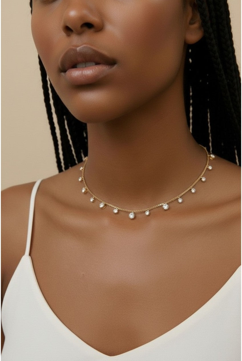 18k Gold Filled Sparkly CZ Choker Necklace | Exclusive Design