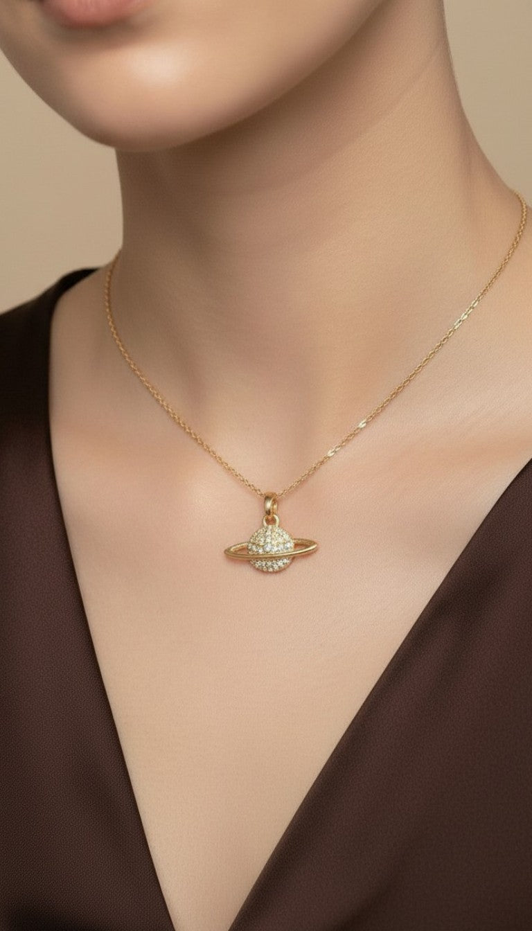 🪐 18k Gold Filled Saturn CZ Pendant — The Most Recognizable Planet. The Most Beautiful Pendant.