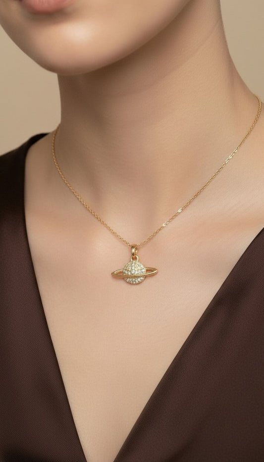 🪐 18k Gold Filled Saturn CZ Pendant — The Most Recognizable Planet. The Most Beautiful Pendant.
