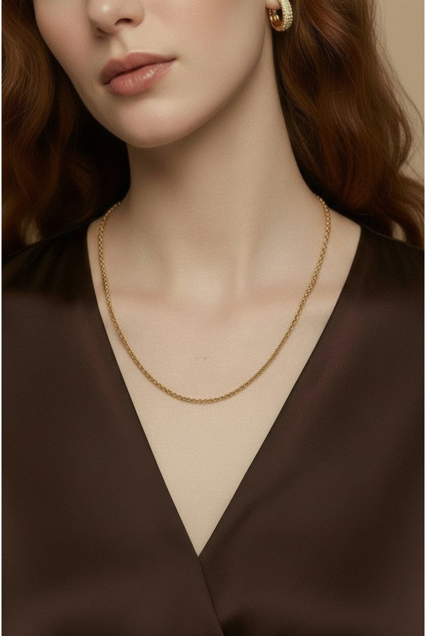 18k Gold Filled 1.5mm Rolo Chain Necklace | Layering & Charm Essential