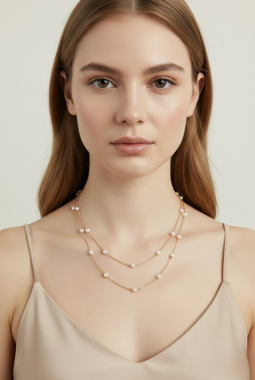 18k Gold Filled Long Pearl Necklace | Style It Your Way