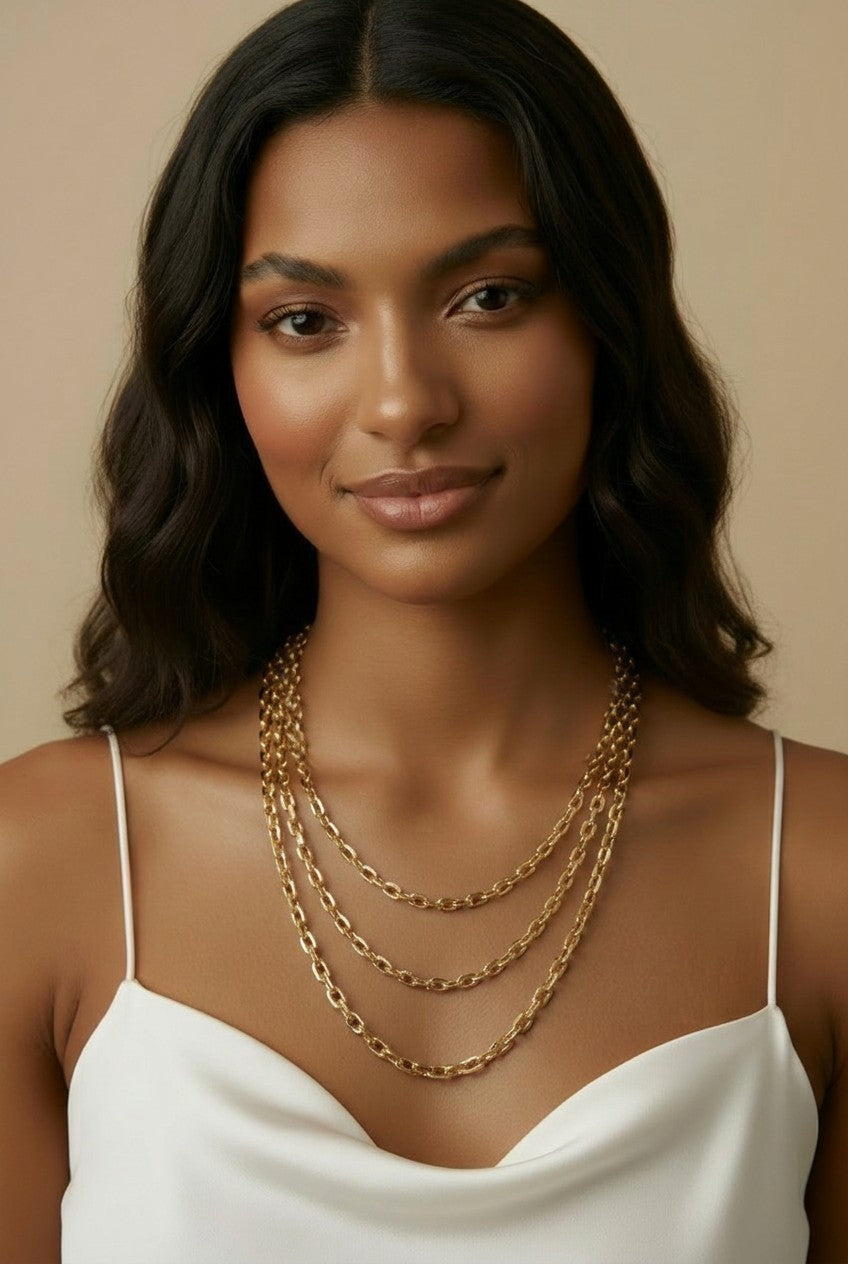 18k Gold Filled 7mm Link Necklace | Chunky Fashion Statement
