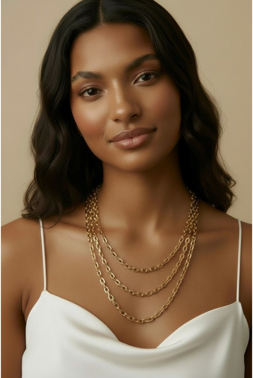 18k Gold Filled 7mm Link Necklace | Chunky Fashion Statement