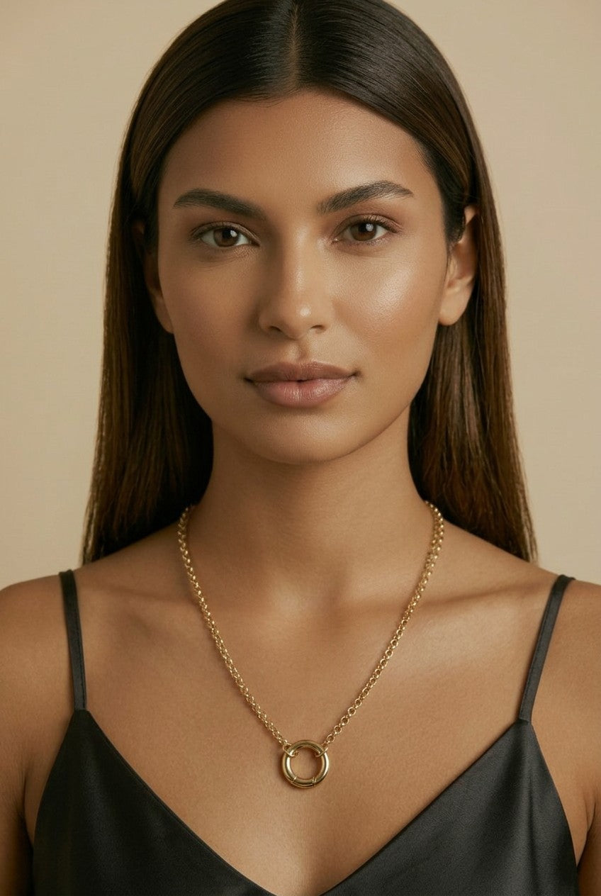 18k Gold Filled Rolo Chain Necklace with Carabiner Clasp | Layer & Personalize