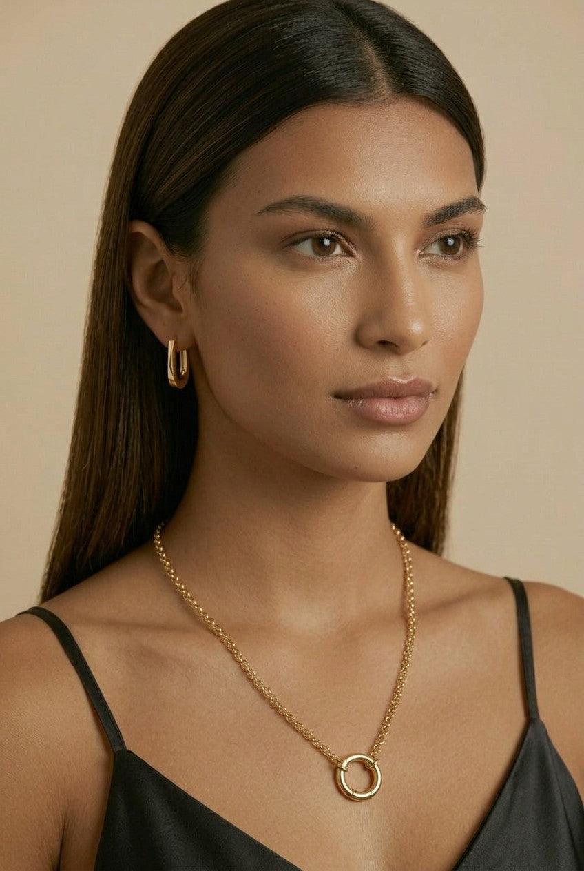 18k Gold Filled Twisted Oblong Hoop Earrings | Modern Sculptural Shine