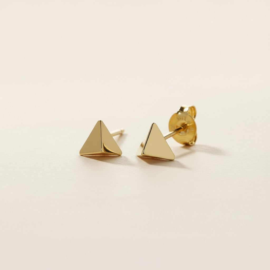 Mini Triangle Stackable Earrings for Women - Faceted Geometric Studs