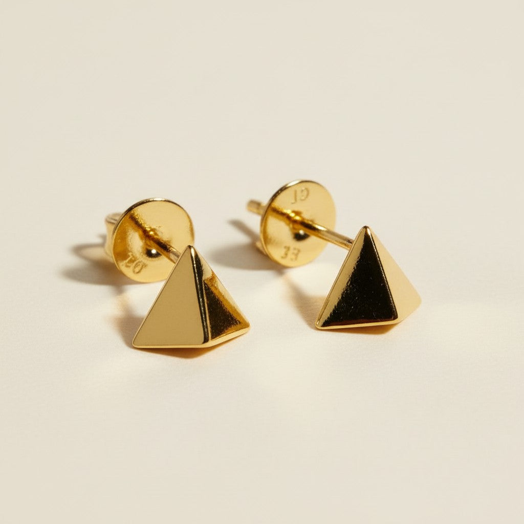 Mini Triangle Stackable Earrings for Women - Faceted Geometric Studs