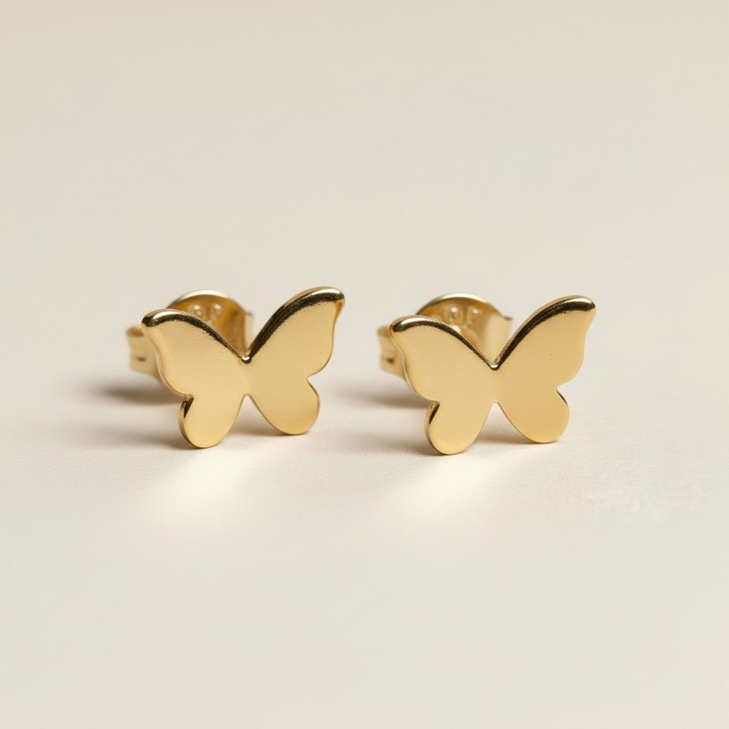 Mini Butterfly Stud Earrings - Dainty Sparkle Earrings for Women