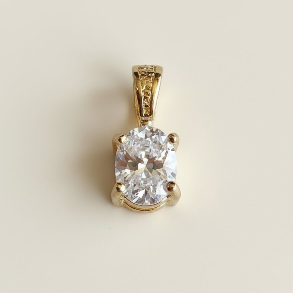 18k Gold Filled Oval Cubic Zirconia Charm| AAAAA Diamond Alternative| AAAAA Diamond Alternative