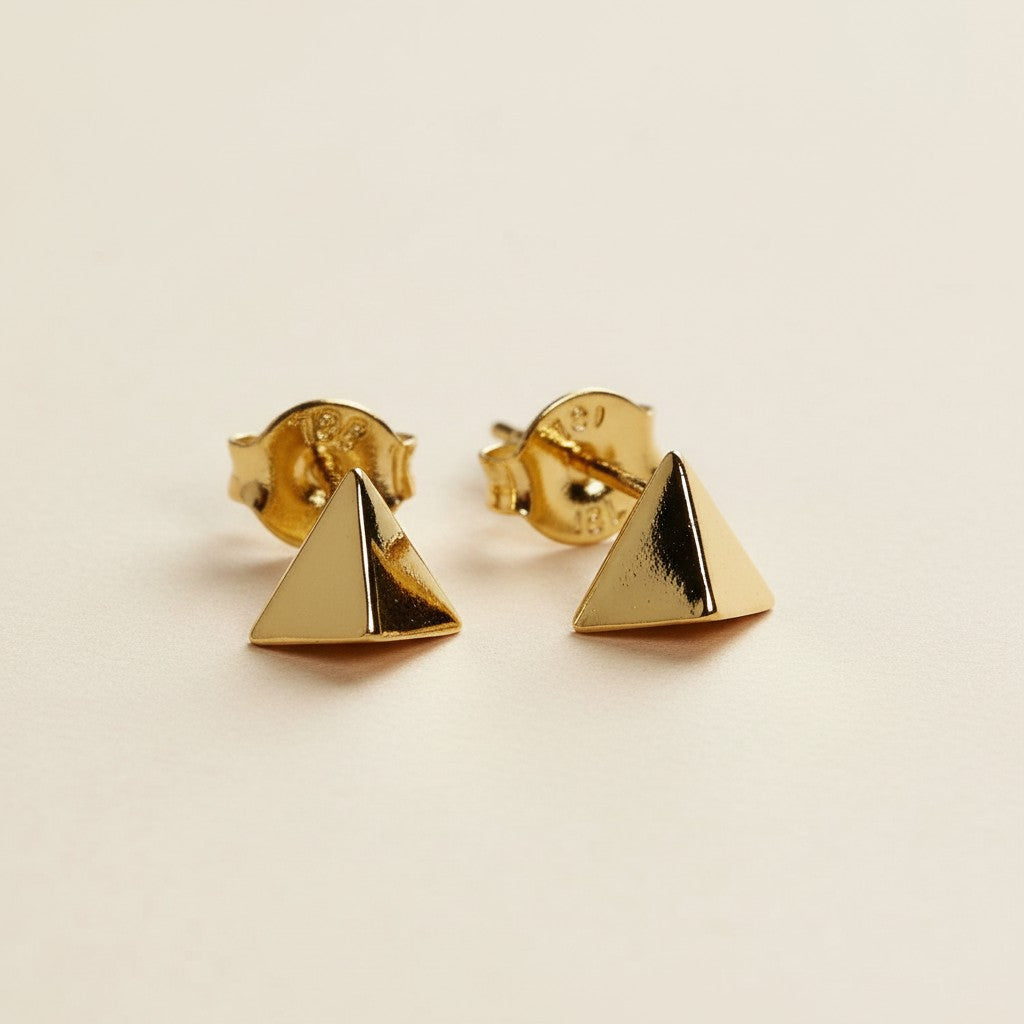Mini Triangle Stackable Earrings for Women - Faceted Geometric Studs