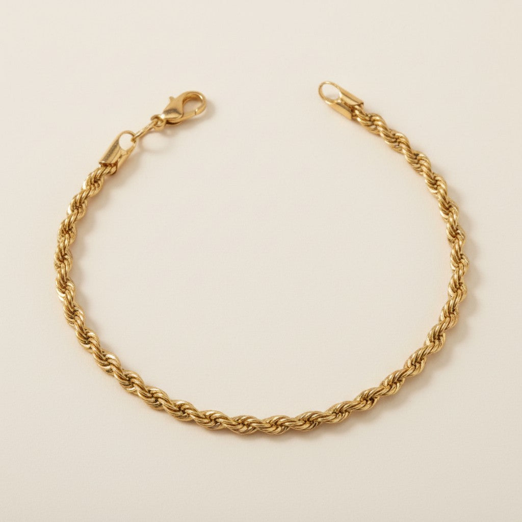 Rope Anklet for Women | 4mm Thick Gold Chain Anklet | Luxury Beach Jewelry