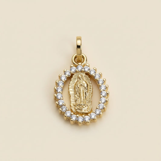 Lady of Guadalupe Pendant - Religious Jewelry with CZ