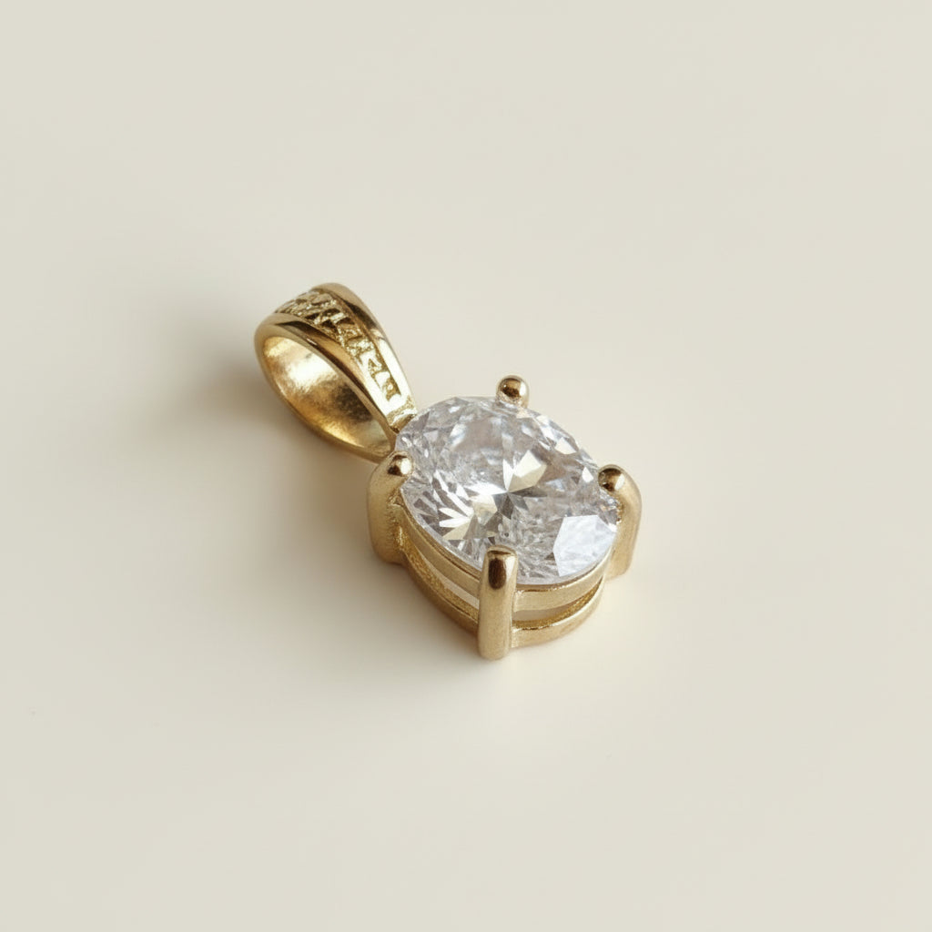 18k Gold Filled Oval Cubic Zirconia Charm| AAAAA Diamond Alternative| AAAAA Diamond Alternative