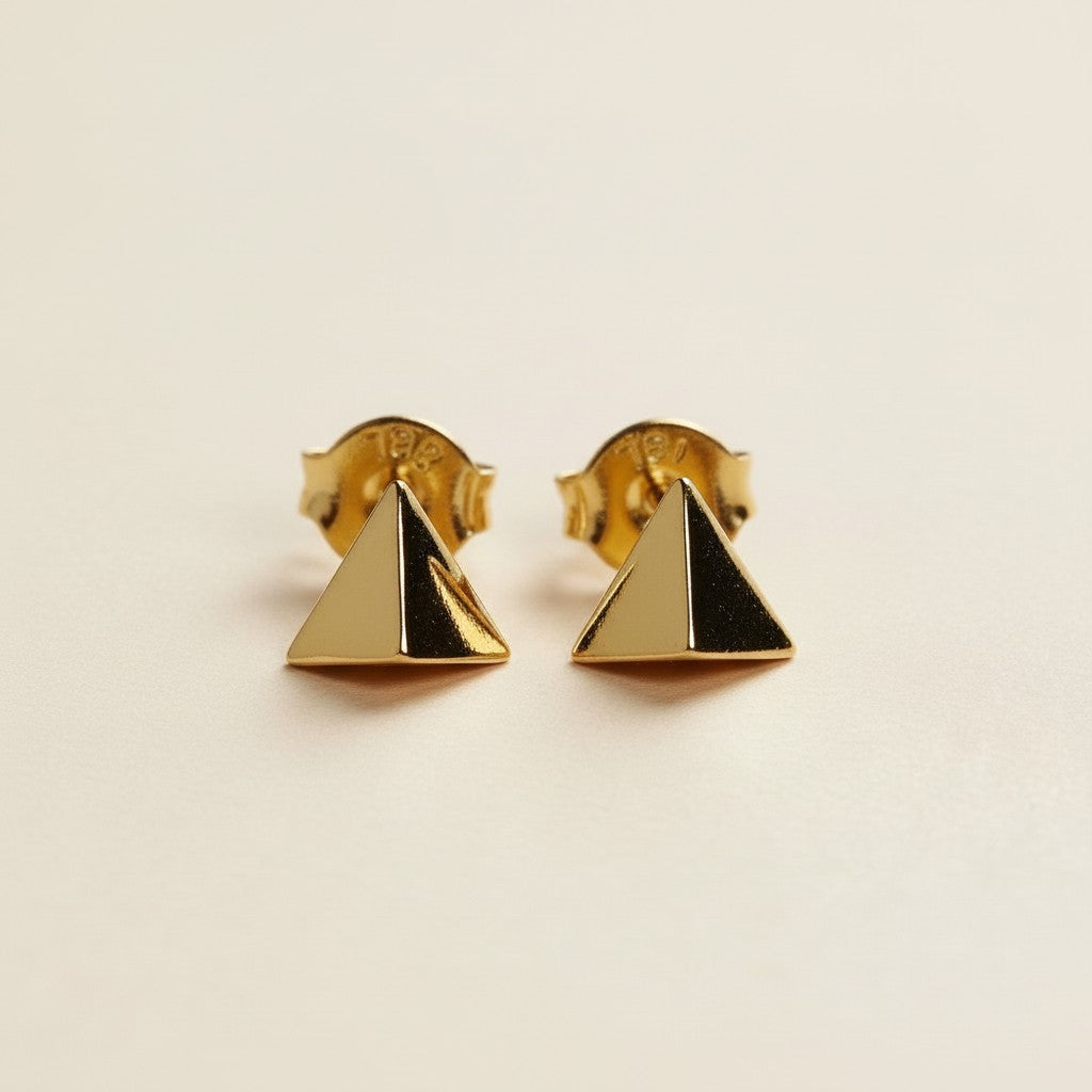 Mini Triangle Stackable Earrings for Women - Faceted Geometric Studs