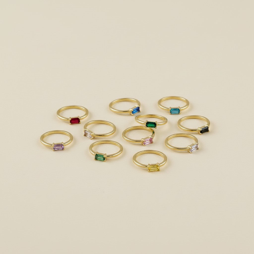 Birthstone Ring - Personalized CZ Stone Ring for Women | All 12 Months Available