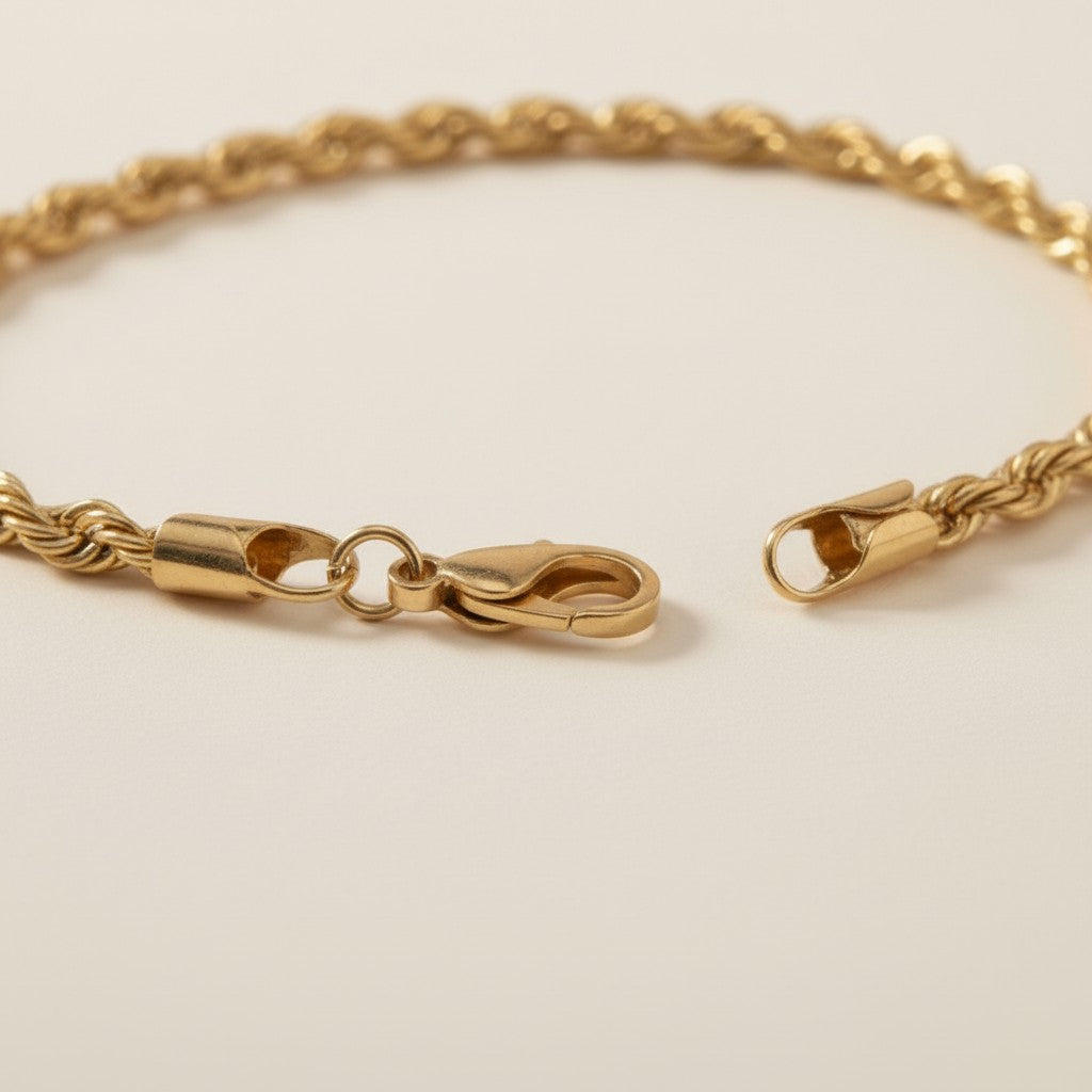 Rope Anklet for Women | 4mm Thick Gold Chain Anklet | Luxury Beach Jewelry