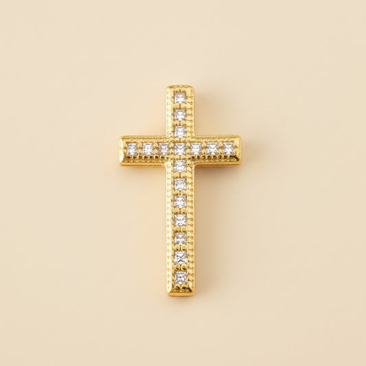 Delicate Gold Cross Pendant 18K Gold Filled - AAAAA CZ Cross Charm - Waterproof Christian Jewelry