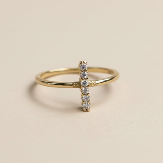 Mini Bar Ring for Women | Dainty CZ Crystal Ring | Minimalist Stackable Ring