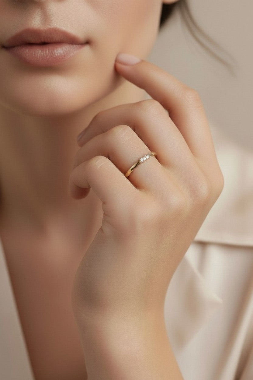 18k Gold Filled Delicate CZ Band Ring