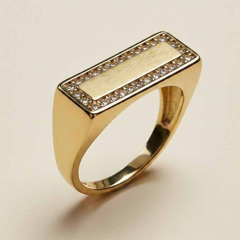 ✨ 18k Gold Filled CZ Flat Top Ring — Architectural Precision. Surface Sparkle. The Statement Ring Done Right.