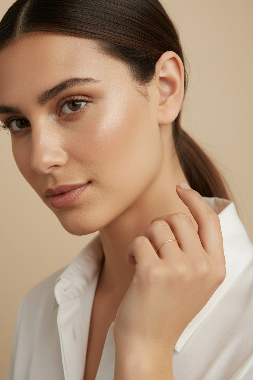 ✨ 14k Gold Filled Diamond Cut Stackable Ring — Stone-Free Sparkle at Its Most Minimal Width.