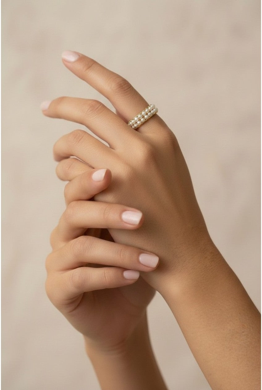 18k Gold Filled Double Pearl Ring | Modern Take on a Classic