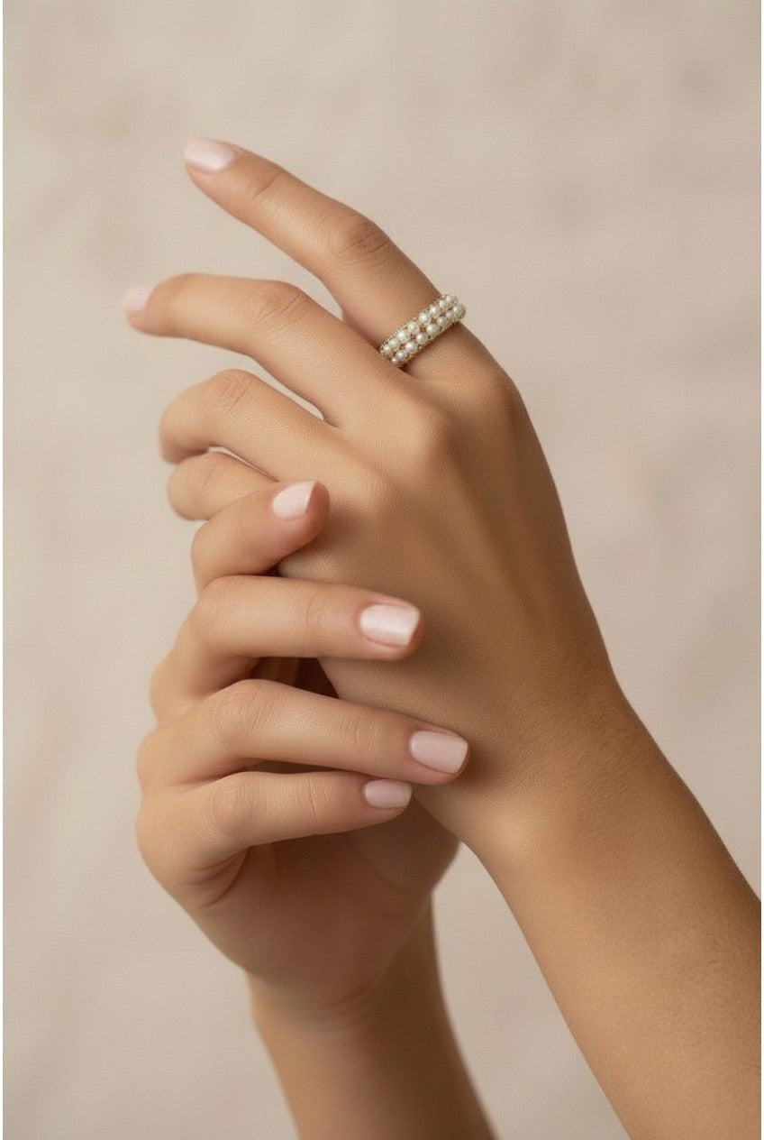 18k Gold Filled Double Pearl Ring | Modern Take on a Classic