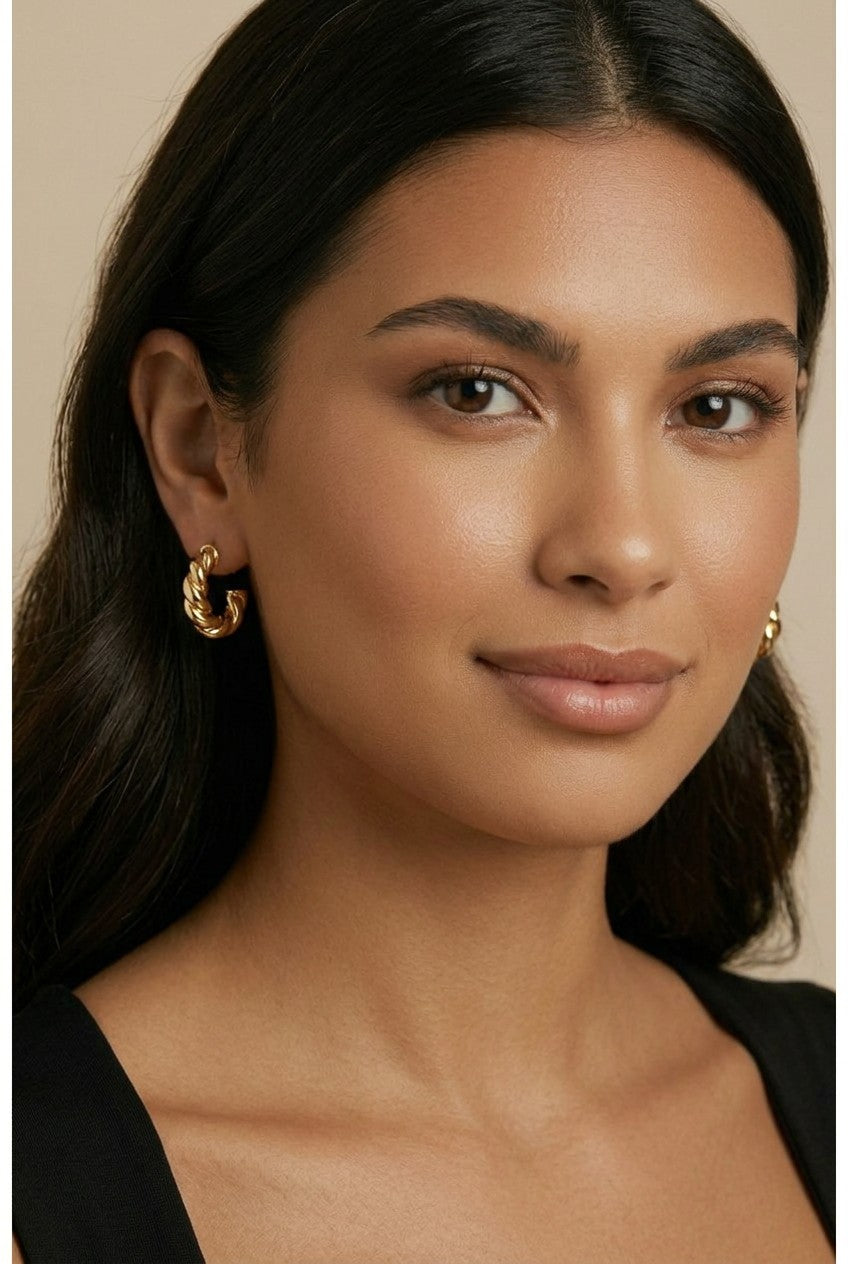 ✨ 18k Gold Filled Croissant Hoop Earrings — The Twisted Tube Classic. Now With Push-Back Closure.