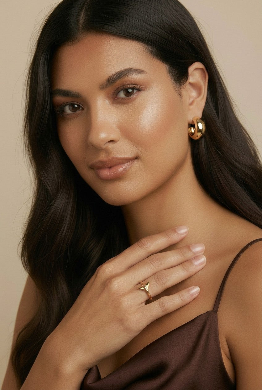 18k Gold Filled Rounded C-Hoop Earrings | Bold Yet Delicate Statement