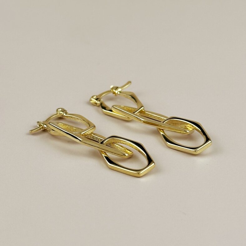 Geometric Dangle Earrings - Modern Statement Earrings for Women