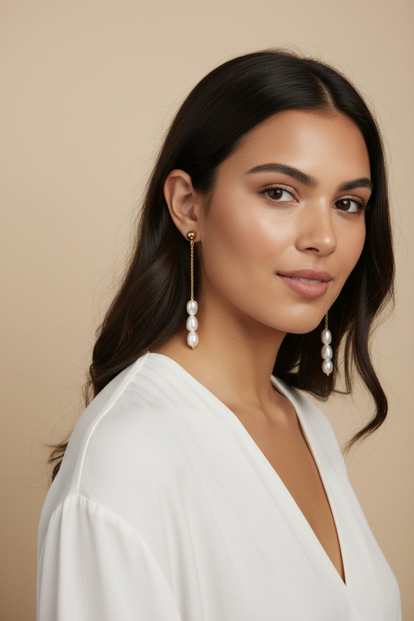Baroque Pearl Drop Earrings - Statement Dangle Earrings for Women