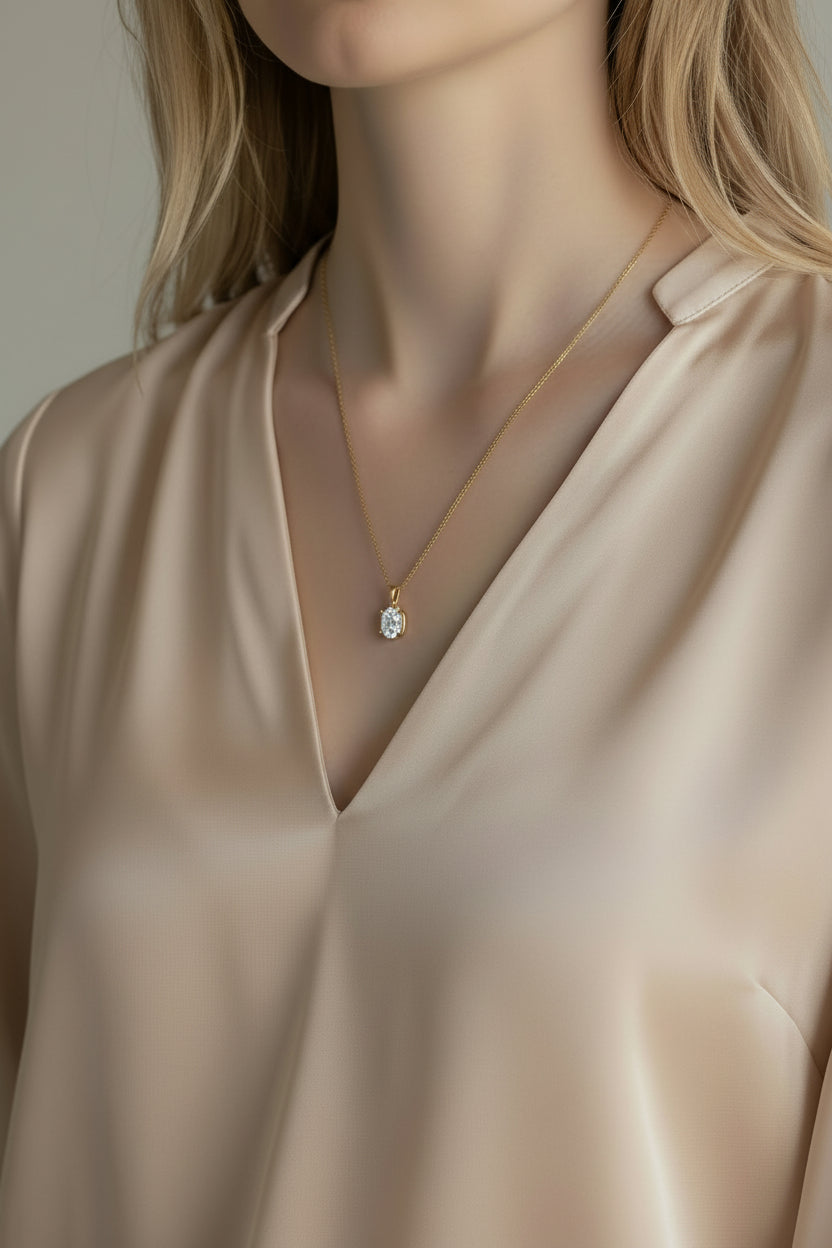 18k Gold Filled Oval Cubic Zirconia Charm| AAAAA Diamond Alternative| AAAAA Diamond Alternative