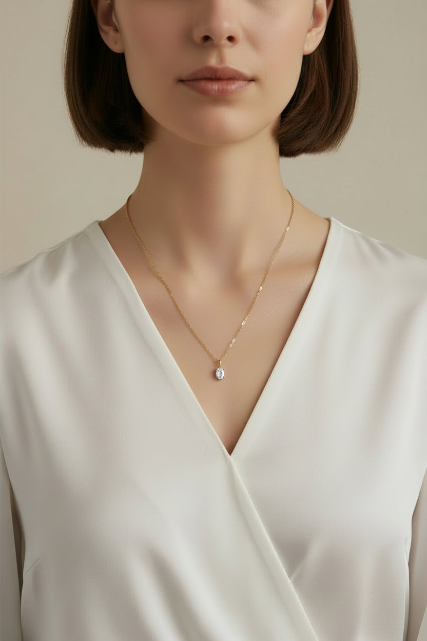 18k Gold Filled Oval Cubic Zirconia Charm| AAAAA Diamond Alternative| AAAAA Diamond Alternative